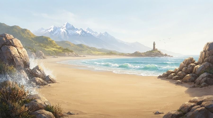 港のある海辺の風景